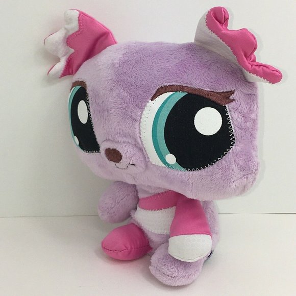 Littlest Pet Shop Plush Wackiest Dog Purple Pink Stuffed Animal Hasbro Big Eyes - Picture 12 of 12